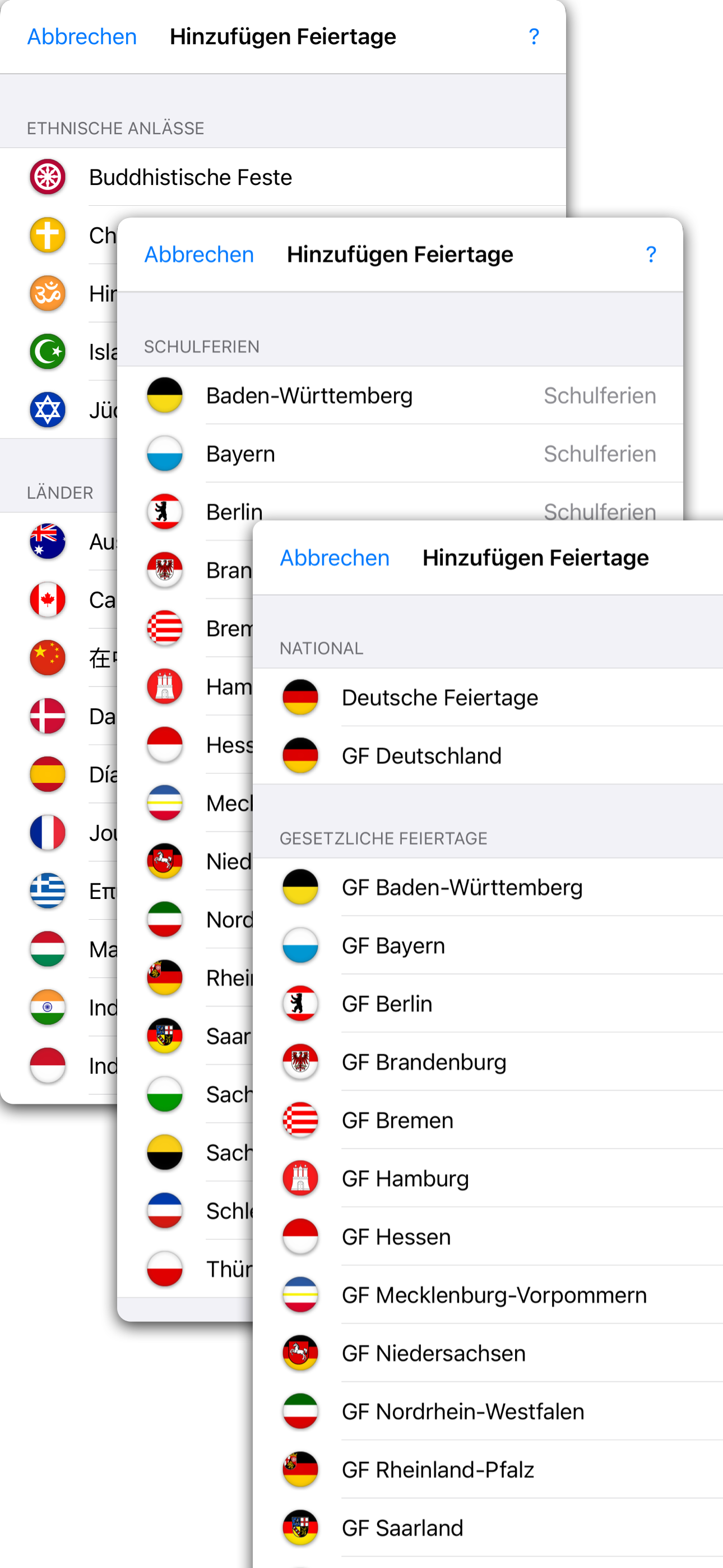 Feiertage und Schulferien DE