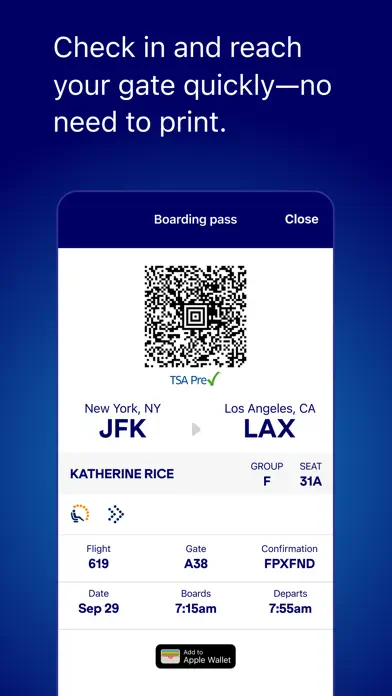 App Store-Screenshot 3 von JetBlue