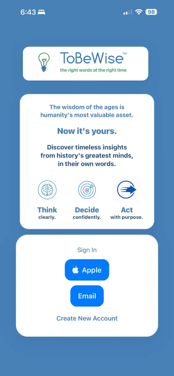 Screenshot #1 pour ToBeWise Pro For Startups