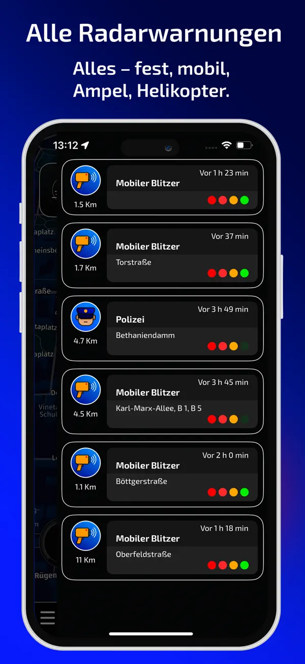 Radarbot: Blitzer Radarwarner iPhone App Screenshot 4 – Navigation