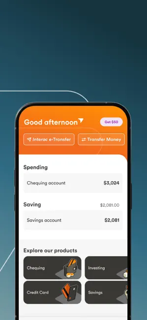 Tangerine Mobile Banking iPhone screenshot 2
