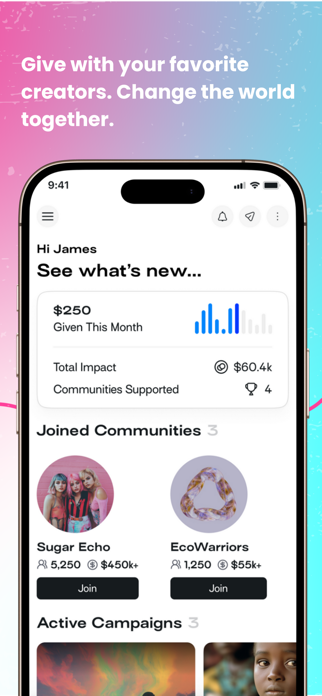Glow - Giving Communities Screenshot 1 of 6