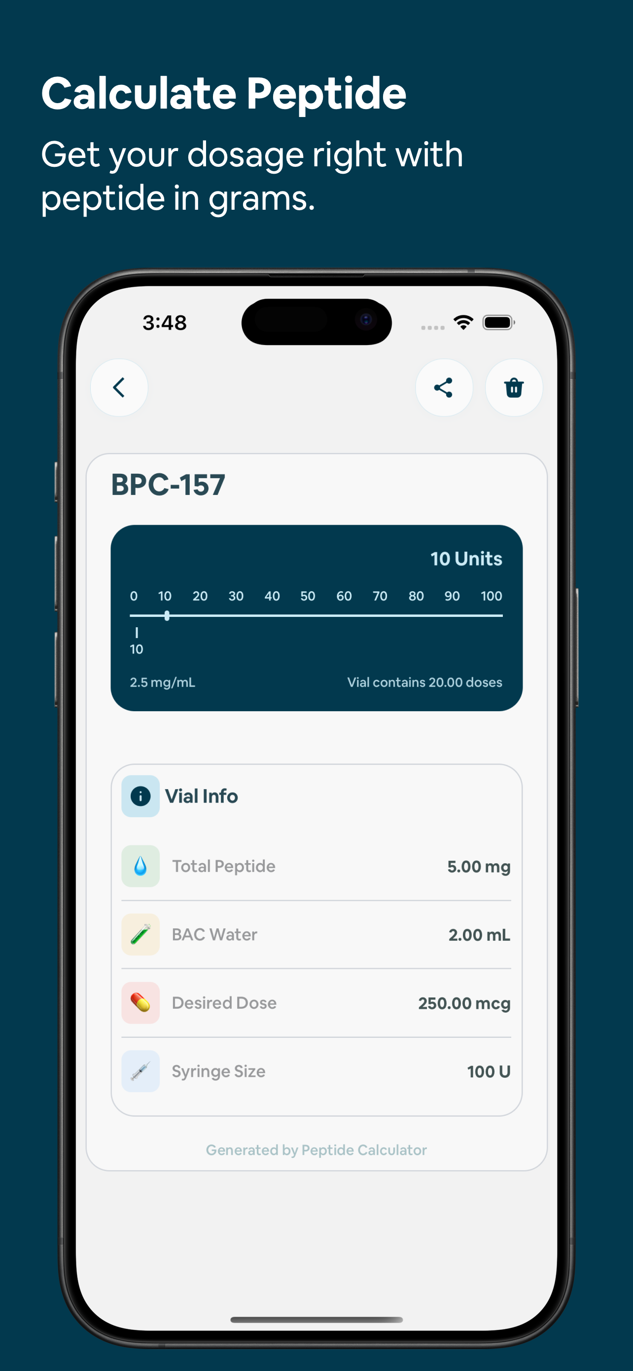 Peptide Calculator - DoseLab screenshot 2