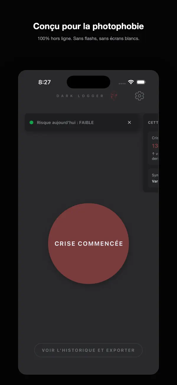 Screenshot #1 pour Dark Logger: Migraine Tracker