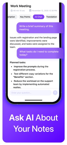 AI Note Taker・Speech to Text iPhone screenshot