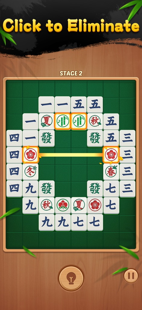 Daily Mahjong Match - Der Screenshot zeigt erfolgreich eliminierte Kachelpaare, verbunden durch eine deutlich sichtbare gelbe Linie, und die Vielfalt klassischer Mahjong-Symbole, die zur Identifikation dienen.