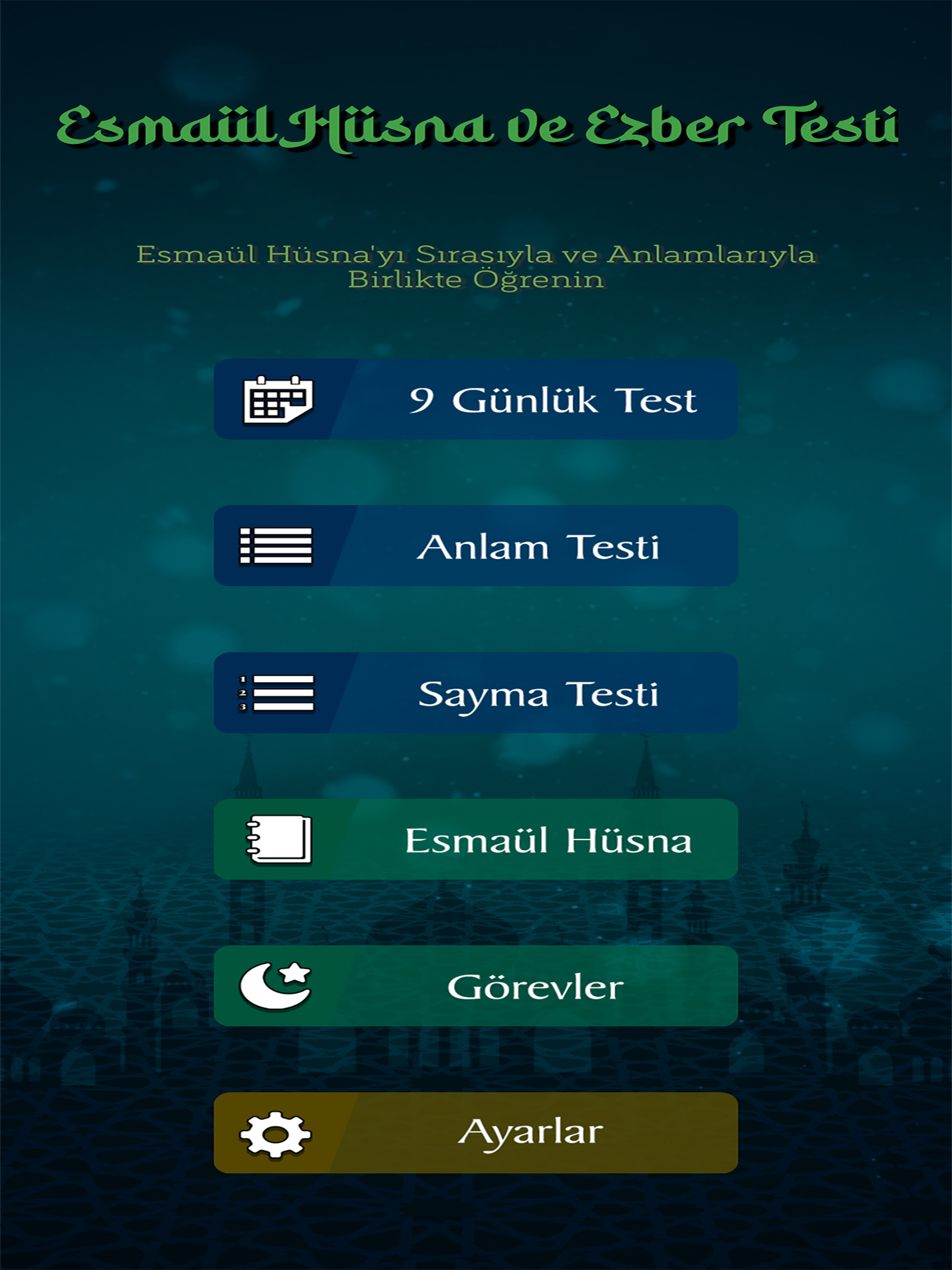 Esmaül Hüsna ve Ezber Testi