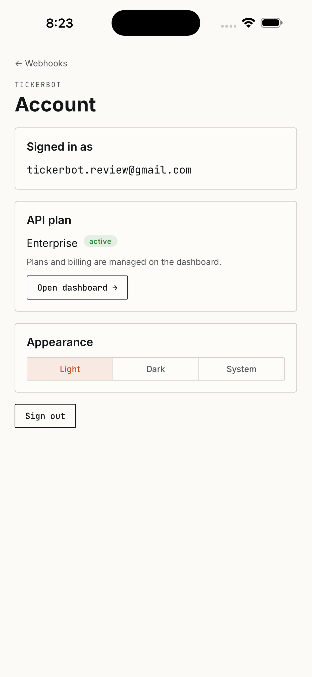 Tickerbot Webhooks