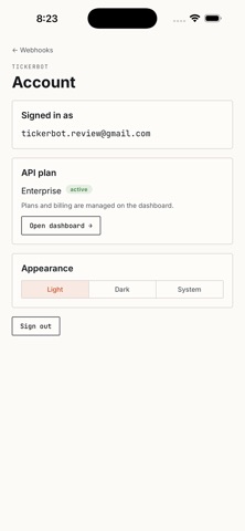 Tickerbot Webhooks screenshot