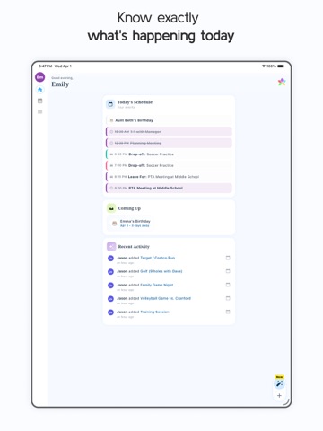 Famzil: Family Calendar iPad screenshot