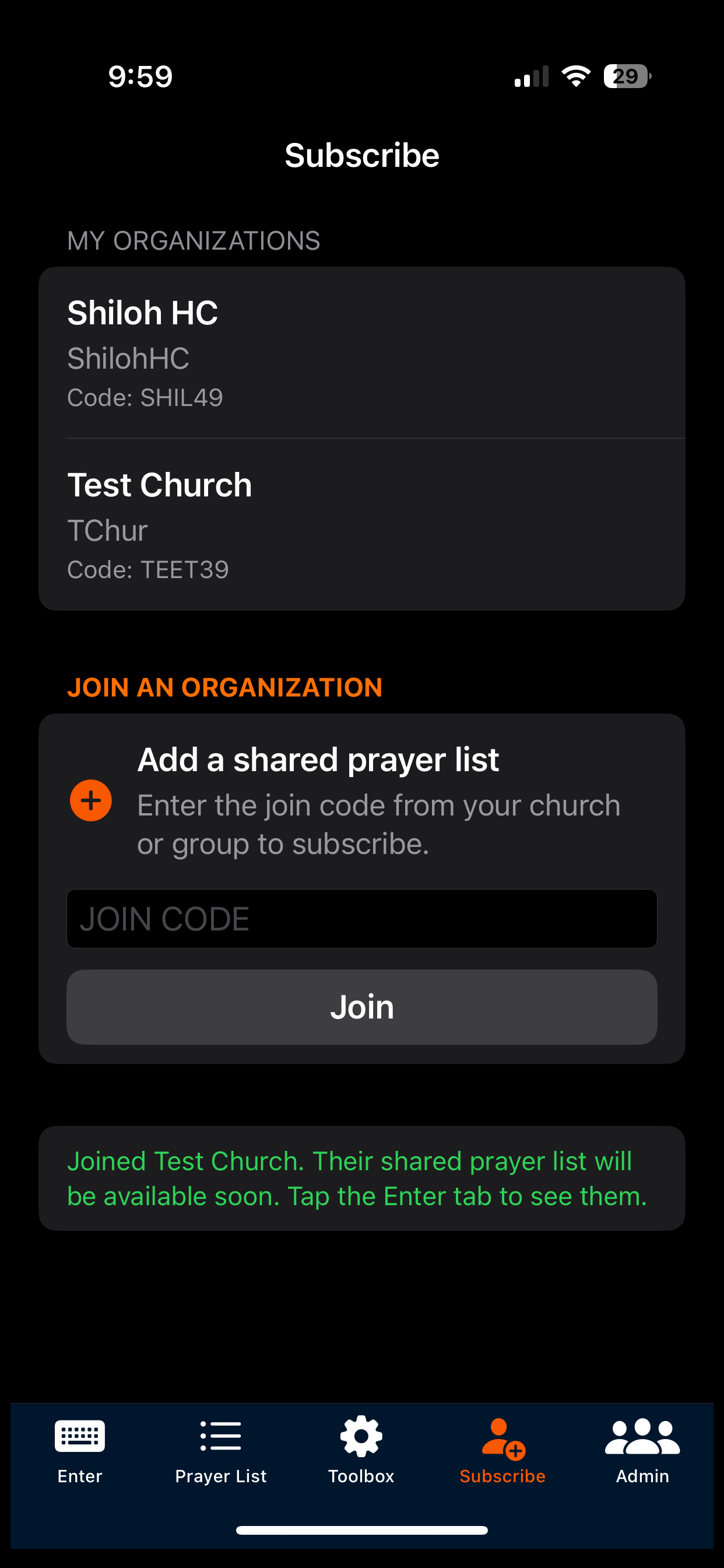 PrayerPoint: Prayer List