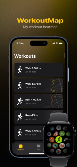 WorkoutMap-My workout heatmap Screenshot 1 of 6