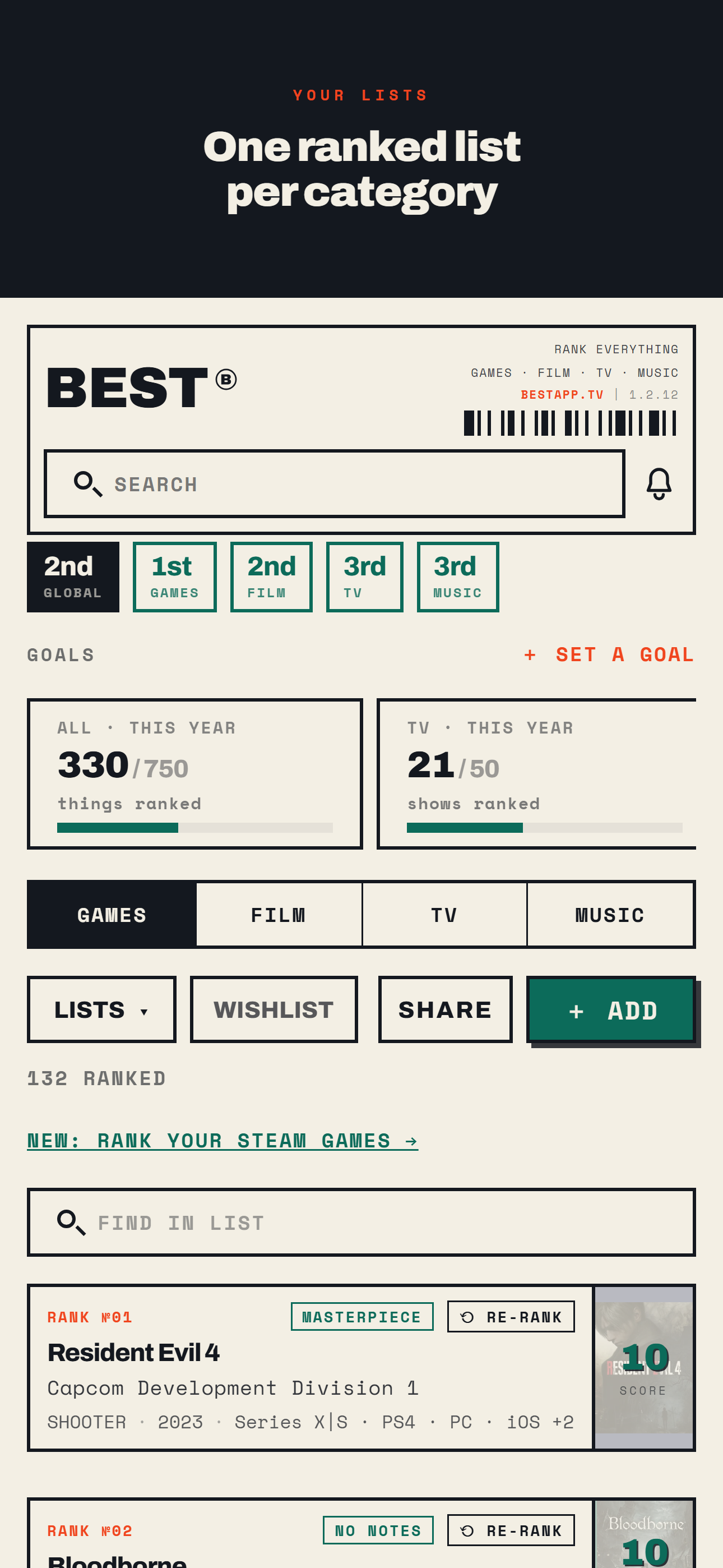 BEST: Rank Movies, Games & TV screenshot 5