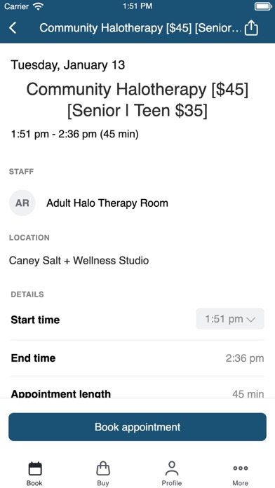 Caney Salt + Wellness Studio iPhone screenshot