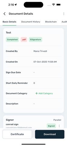 Cygnature eSign iPhone screenshot