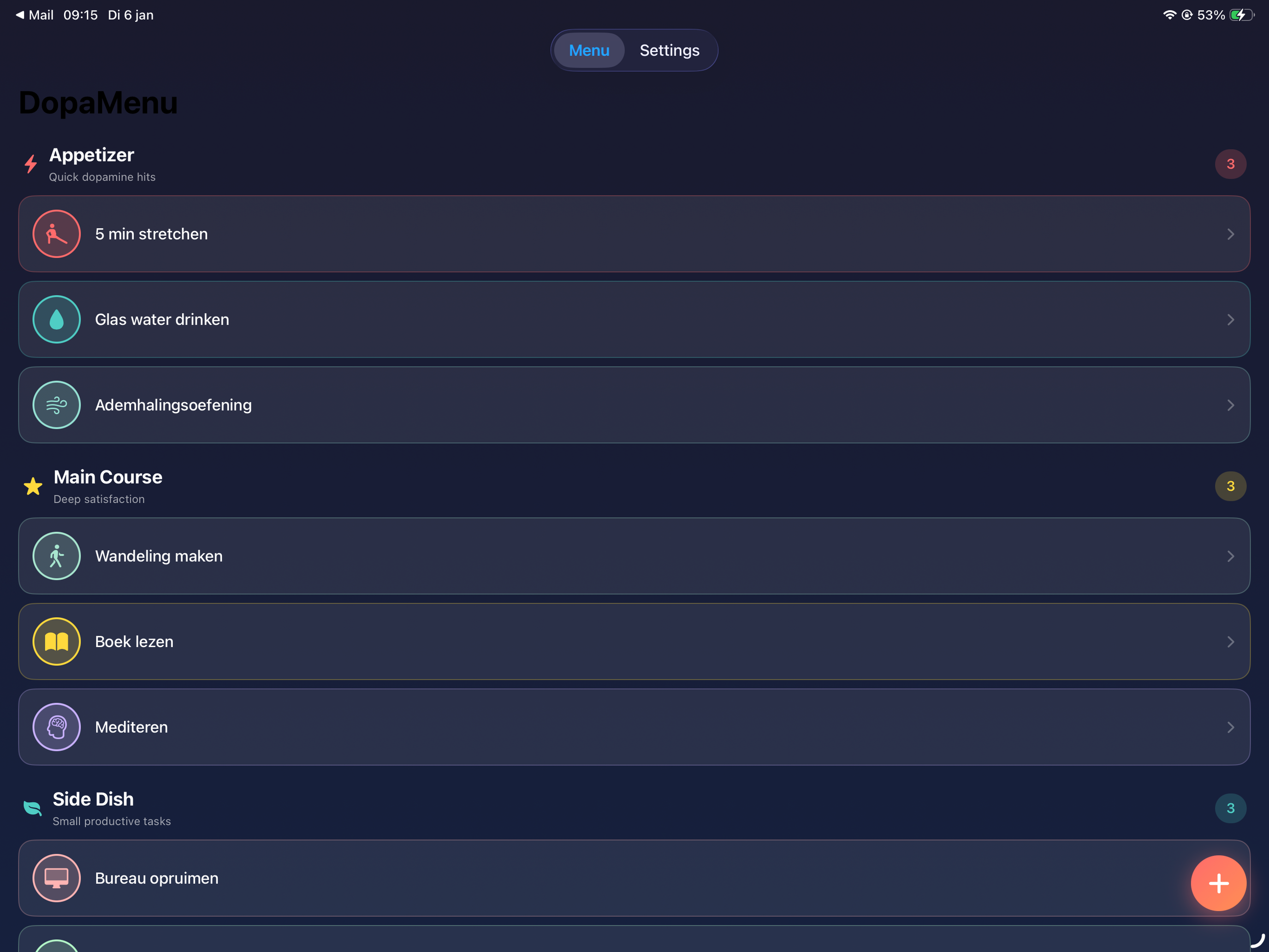 DopaMenu: Dopamine Planner
