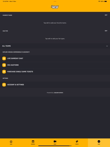 VCU Athletics iPad screenshot