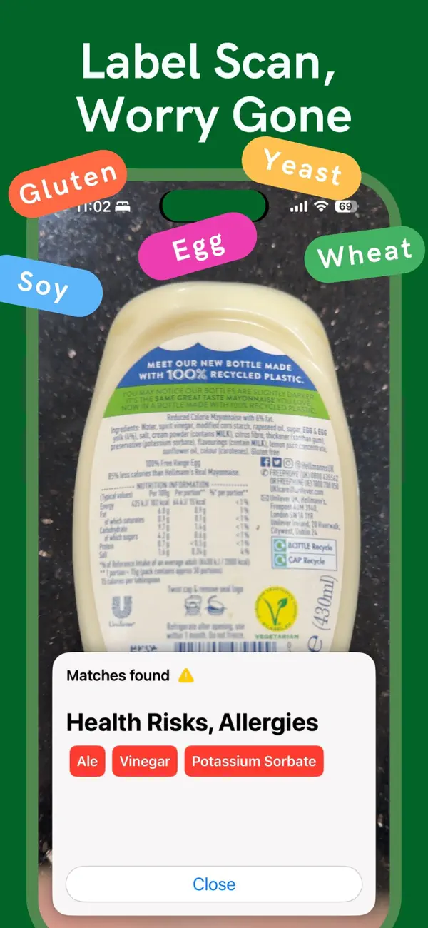Screenshot #1 pour Allergy Label: Scan Ingredient