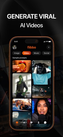 Flibbo - AI Video Image Music iPhone screenshot 1 — productivity app by SOFYO DIJITAL