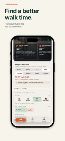 OutdoorScore: Dog Walk Safety iPhone screenshot