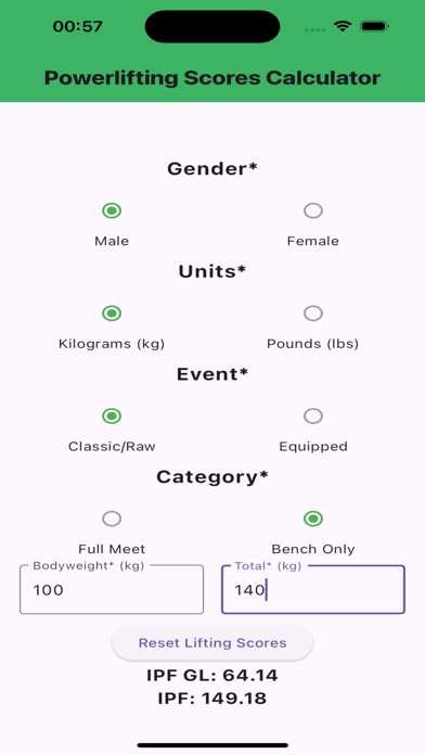PowerLIFTING CALC Screenshot
