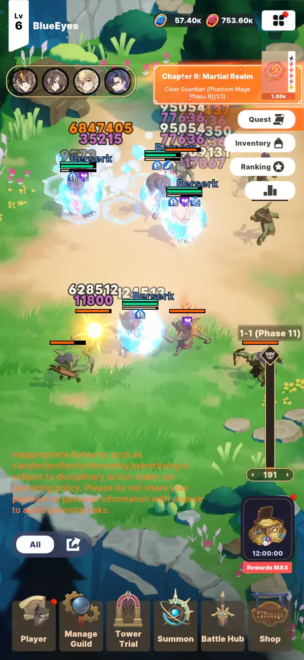 Blue Eyes : Guild Master iOS Mod IPA screenshot 4 - iOS game interface