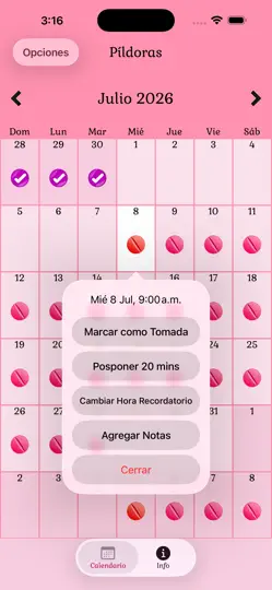 Captura de pantalla de Píldora Anticonceptiva Fácil en iPhone 4