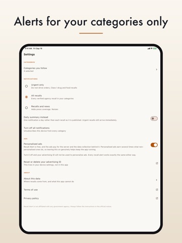 Recall Alert & Safety News iPad screenshot