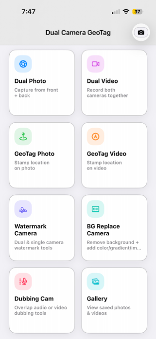 Dual Camera GeoTag Screenshot 1 of 6