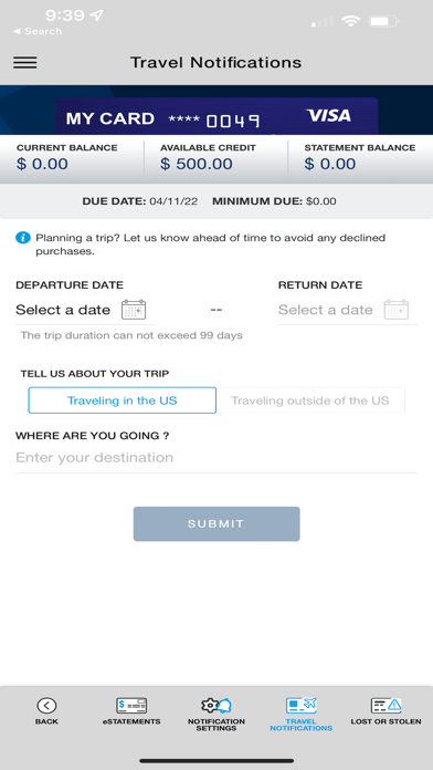 USPS FCU Credit Card Screenshot