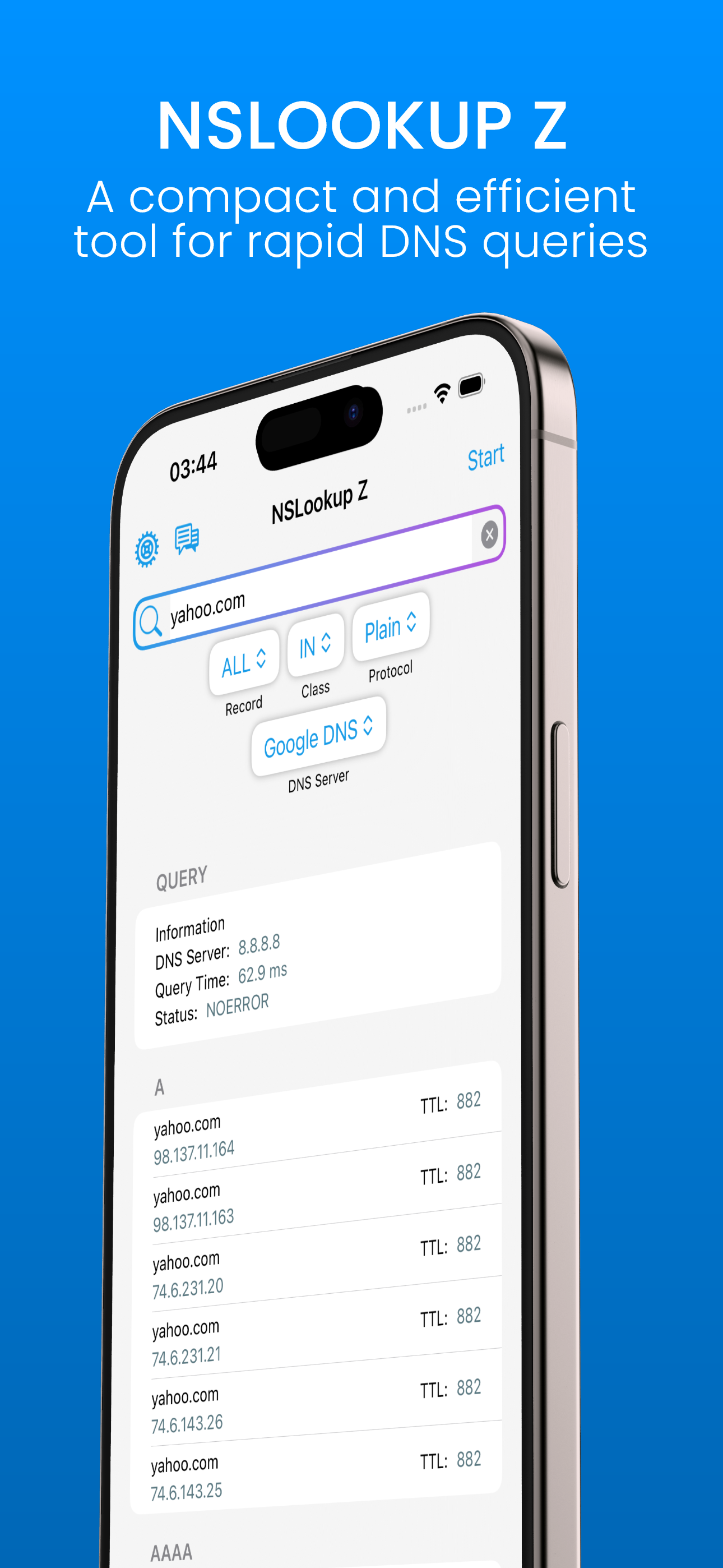 NSLookup Z-Fast DNS Query Tool