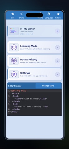 HTML Editor: Code & Preview Screenshot 1 of 10