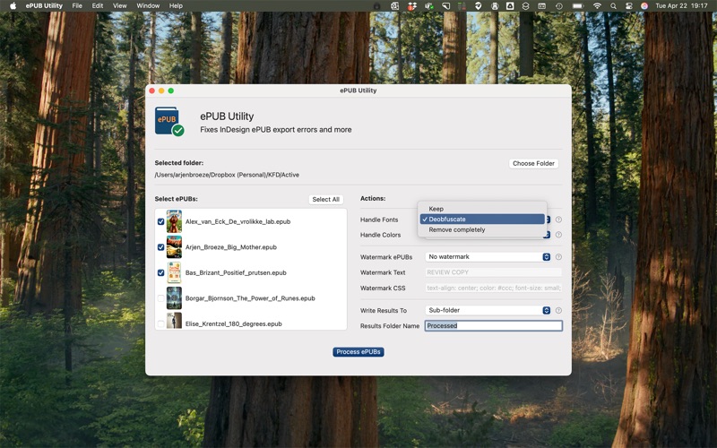ePUB Utility app screenshot