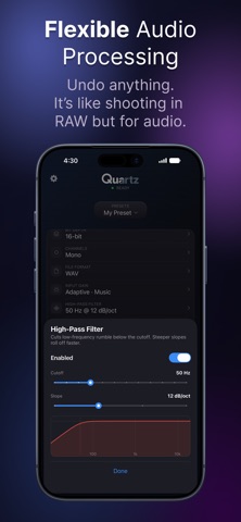 Quartz: Pro Audio Recording iPhone screenshot