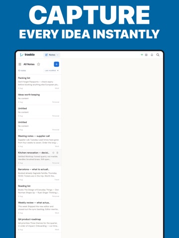 Traskio iPad screenshot