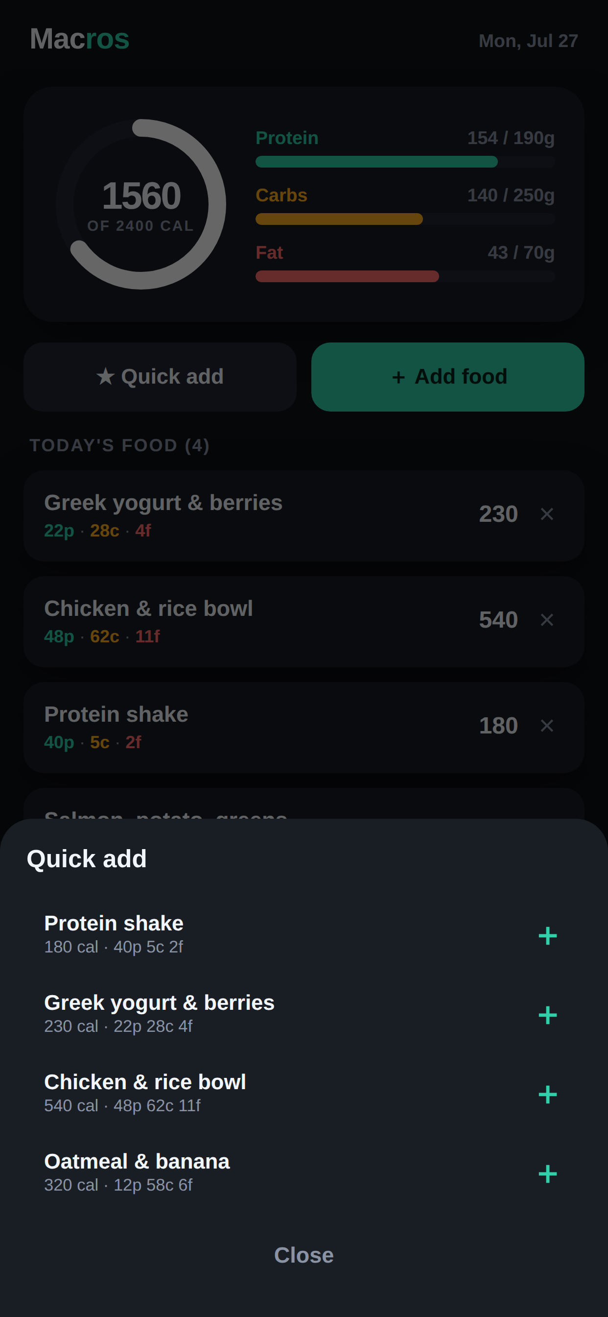 Macros: Protein & Calorie Log screenshot 2