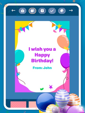 Create birthday greeting cards iPad screenshot