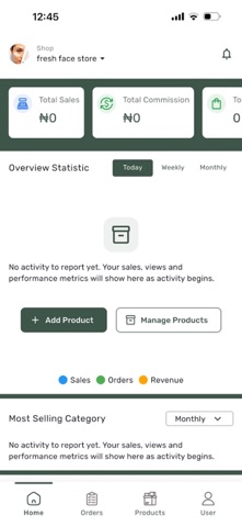FreshFace: Vendor Dashboard screenshot