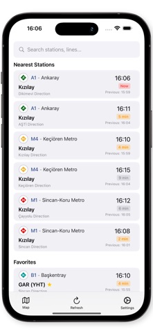 DurakGO: Ankara Metro Arrivals iPhone screenshot