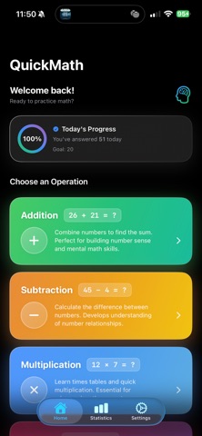 QuickMath - Daily Practice iPhone screenshot