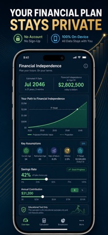 储蓄率计算器 财务自由独立 提前退休 FIRE复利规划 screenshot