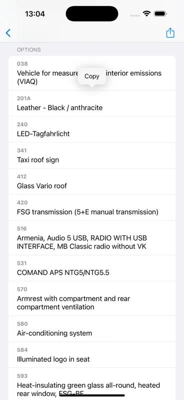 VIN decoder for Mercedes-Benz screenshot 5 of 6