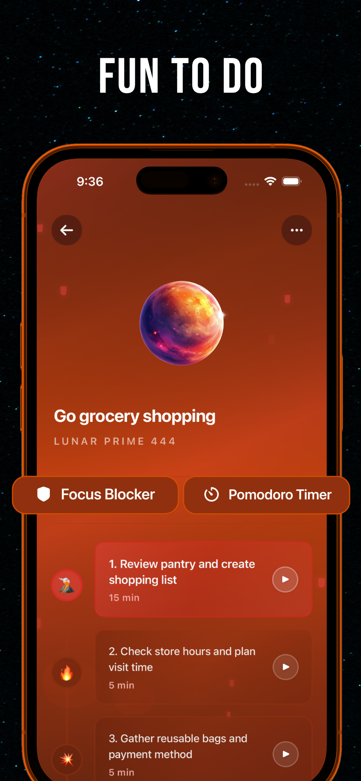 Space Tasks: ToDo List Game