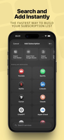Subscription Day. Calendar screenshot