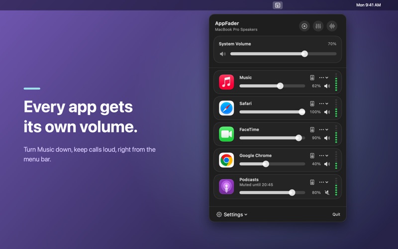 AppFader - Per app volume screenshot 1