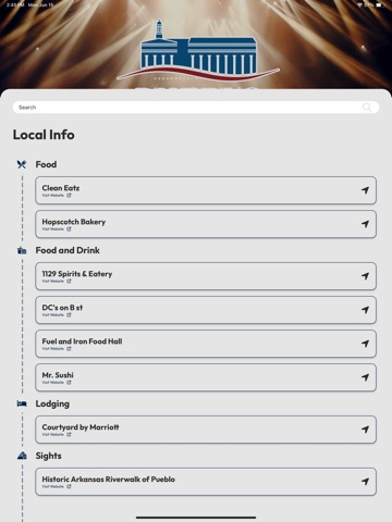 Pueblo Memorial Hall iPad screenshot