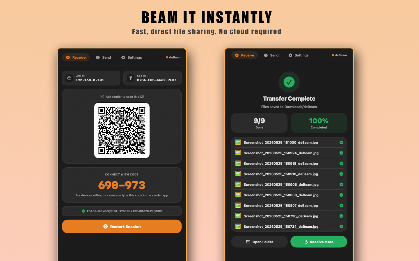 deBeam - Secure File Transfer