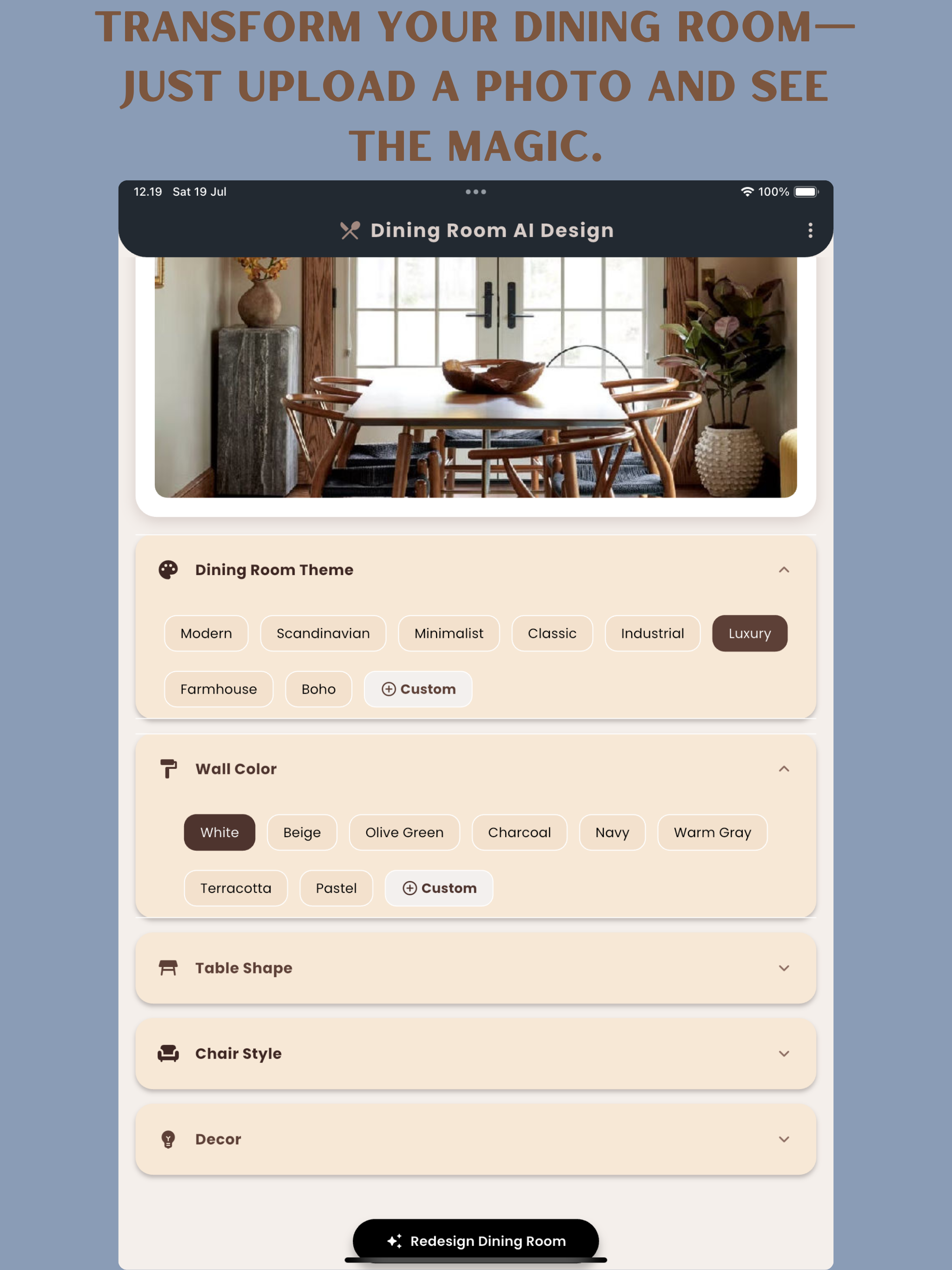 AI Dining Room Design Makeover