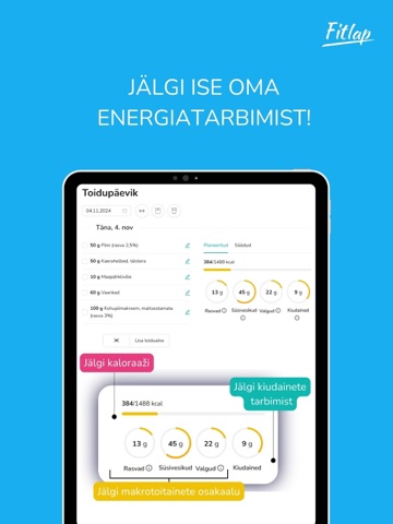 Fitlap toitumiskava iPad screenshot