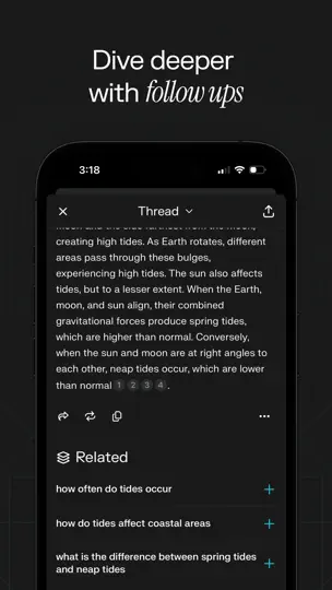 Captura de pantalla de Perplexity - Búsqueda Con IA en iPhone 6